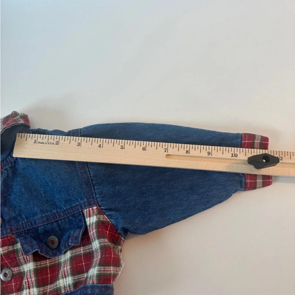 VTG LA Kid Denim & Plaid Jacket‎ 12M Unisex Baby Toddler
